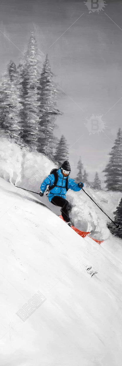 Man Skiing in Mountain Framed Canvas | Home Decor Art