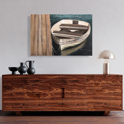 Blue Coastal Rowboat Canvas | Bedroom Wall Art Decor