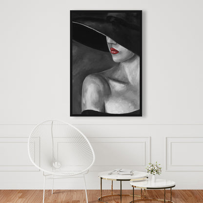 Femme mystérieuse au chapeau | Toile romantique | Décoration d'intérieur