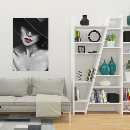 Romantic Bedroom Canvas - Mysterious Red Lips Lady Decor