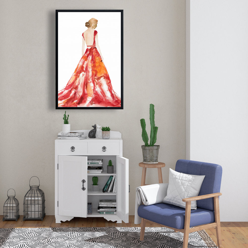 Red Prom Dress Canvas | Romantic Home Decor Wall Art
