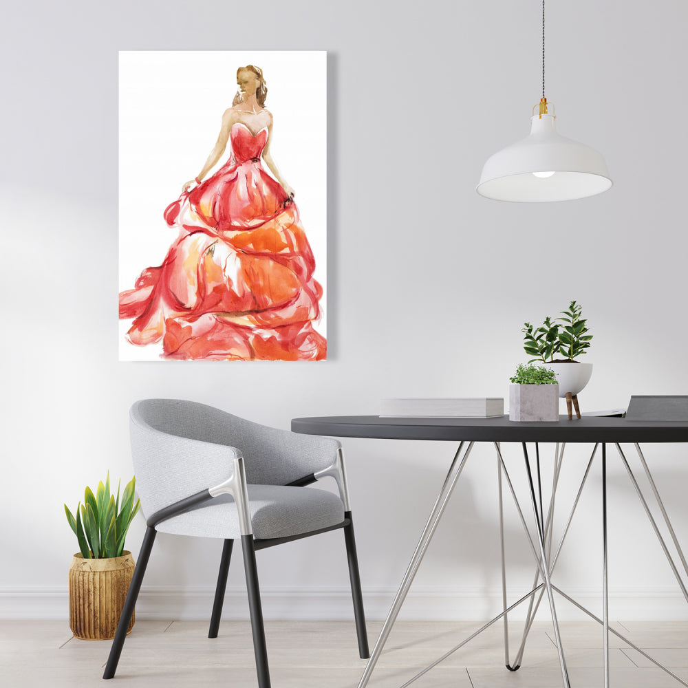 Magnifique robe de bal rouge sur toile – Décoration d'intérieur tendance