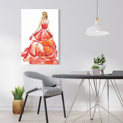 Magnifique robe de bal rouge sur toile – Décoration d'intérieur tendance