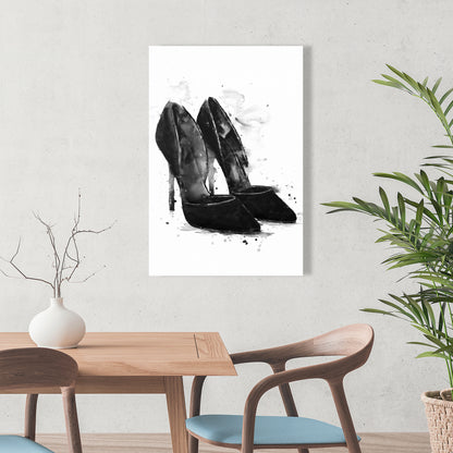 Black Pumps Minimalist Canvas | Fashion Shoe Wall Art Decor