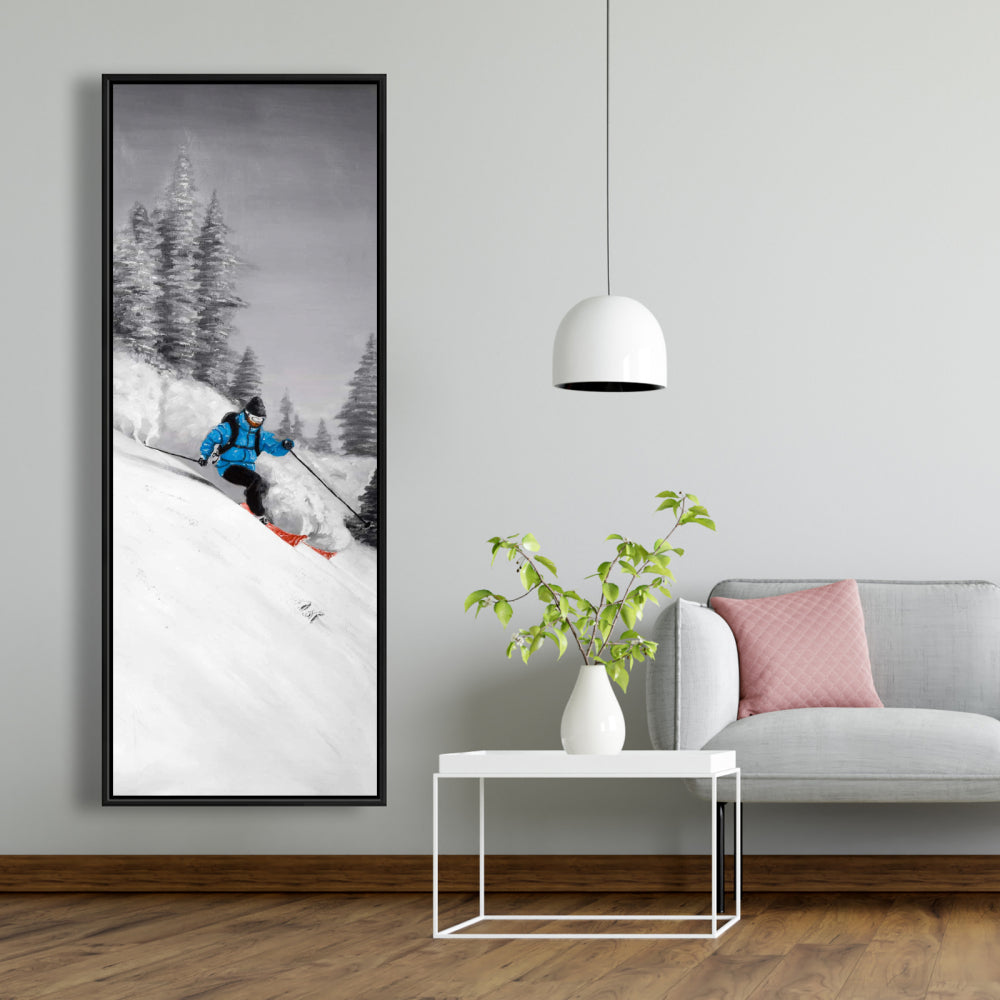 Man Skiing in Mountain Framed Canvas | Home Decor Art