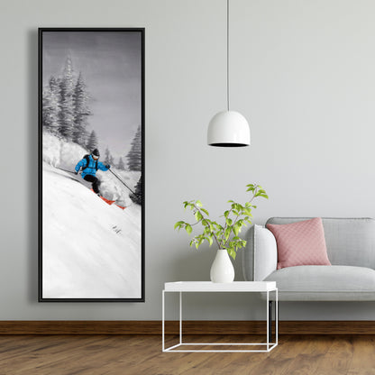 Man Skiing in Mountain Framed Canvas | Home Decor Art