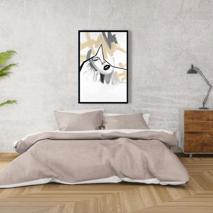 Toile encadrée moderne « Femme divisée » | Décoration de chambre