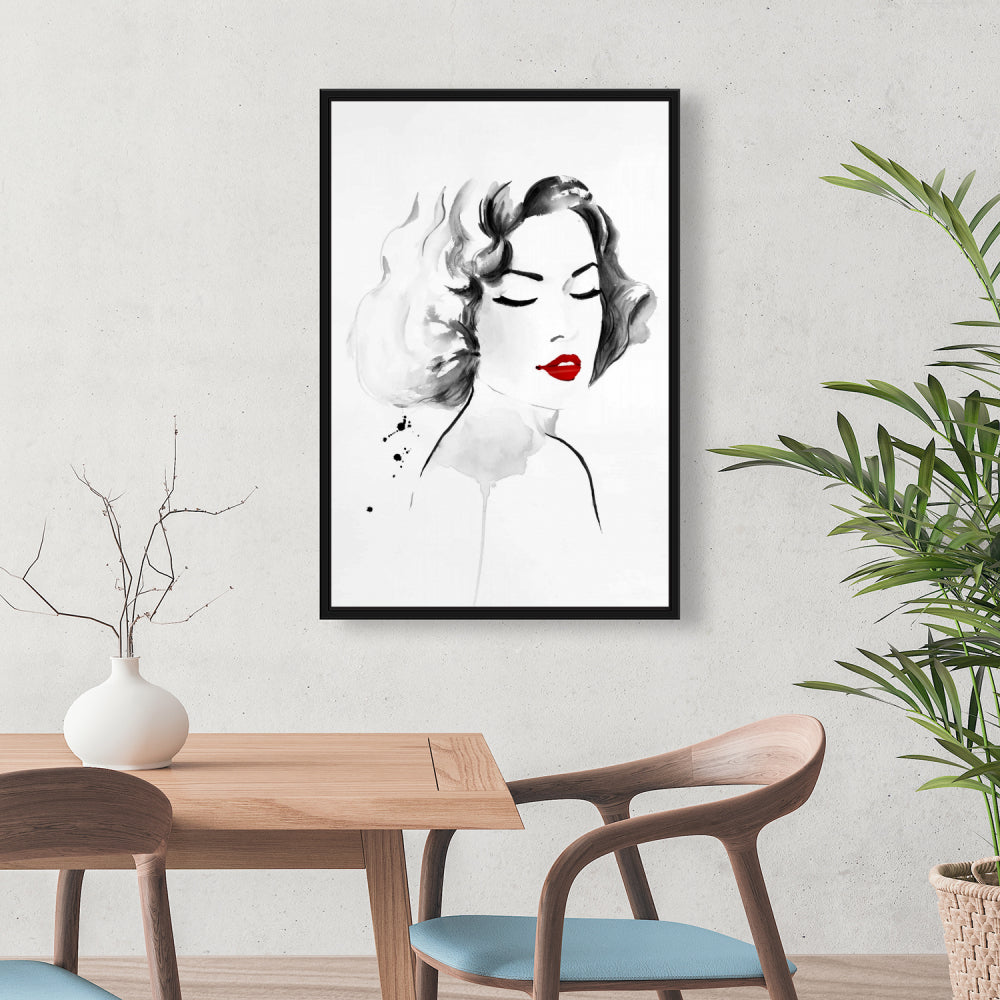 Watercolor Woman Minimalist Framed Canvas | Home Decor