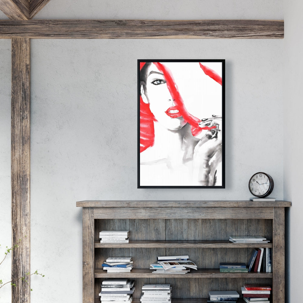 Toile encadrée – Femme au grand chapeau | Décoration d'intérieur