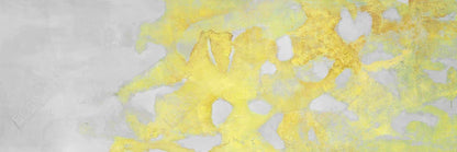 Toile encadrée grise abstraite représentant des formes d'érosion dorées, décoration d'intérieur