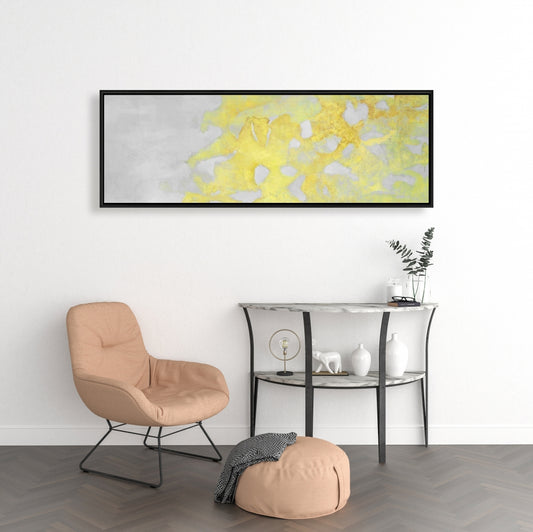 Gold Erosion Shapes Abstract Gray Framed Canvas Home Decor