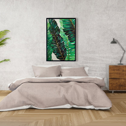 Exotic Plant Leaves Canvas | Floral Botanical Bedroom Decor