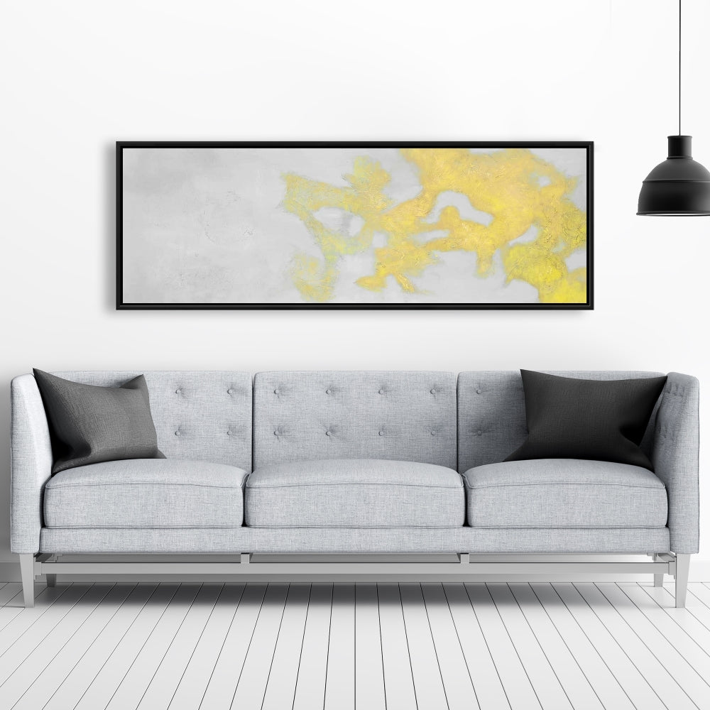 Gray Shapes Abstract Canvas - Gold Stains Framed Art Decor