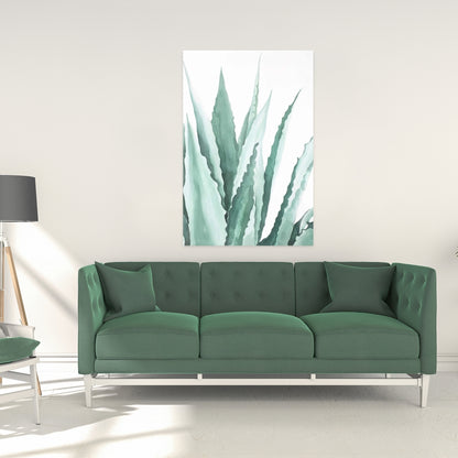 Watercolor Agave Plant Canvas | White Exotic Floral Decor