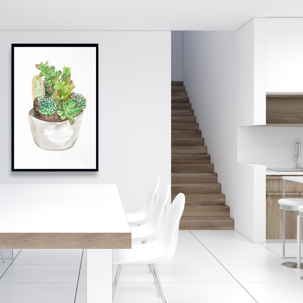 Toile « Assortiment de cactus » | Art botanique encadré pour la décoration intérieure