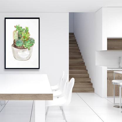 Toile « Assortiment de cactus » | Art botanique encadré pour la décoration intérieure