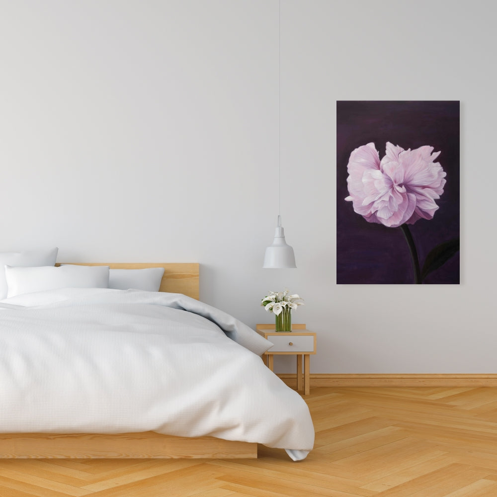 Magnifique toile de fleurs violettes | Décoration murale romantique pour chambre à coucher