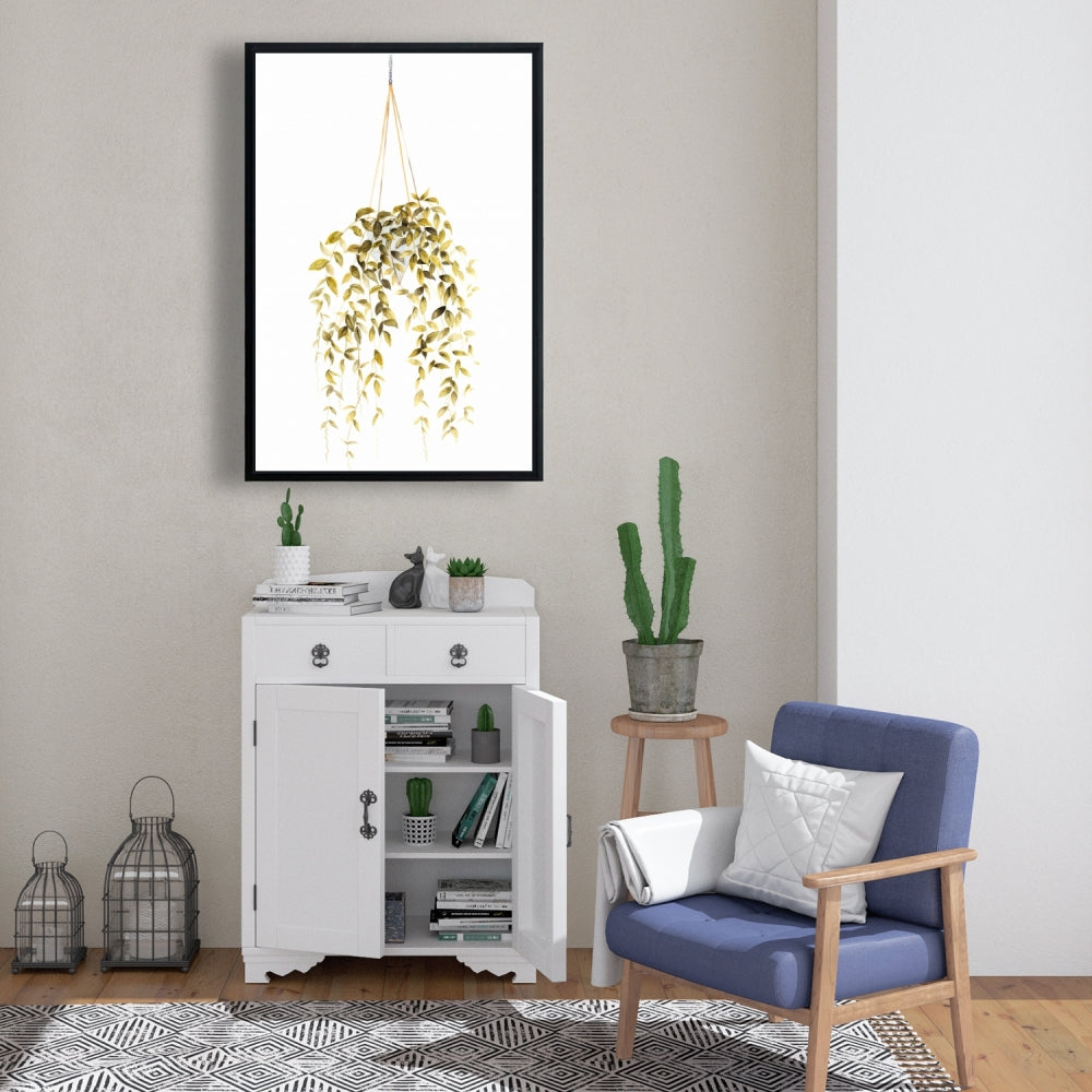 Toile à suspendre avec plante - Décoration murale minimaliste pour chambre verte