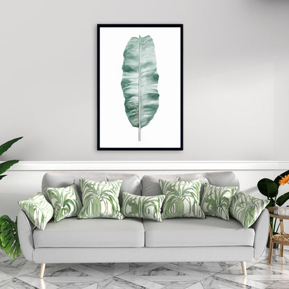 Toile botanique exotique à motif de feuille de bananier | Décoration murale