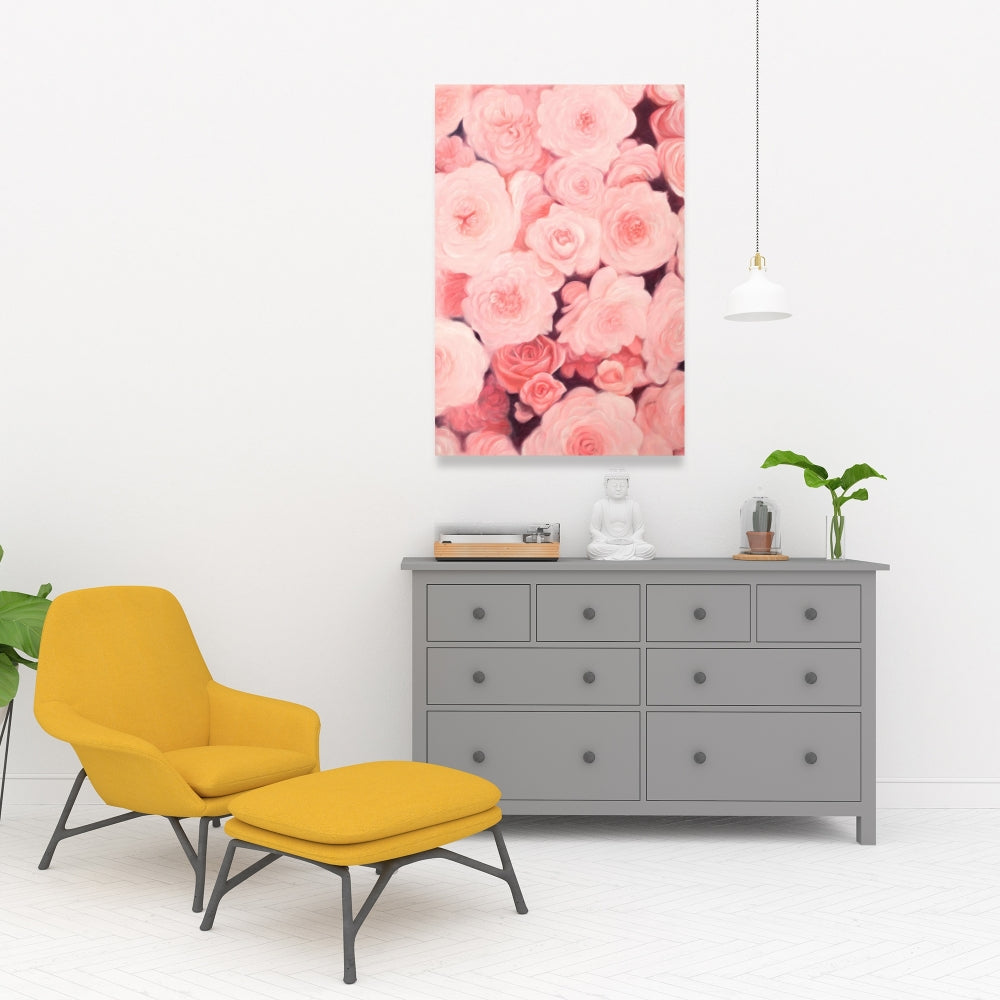 Botanical Pink Flower Field Canvas | Home Decor Wall Art