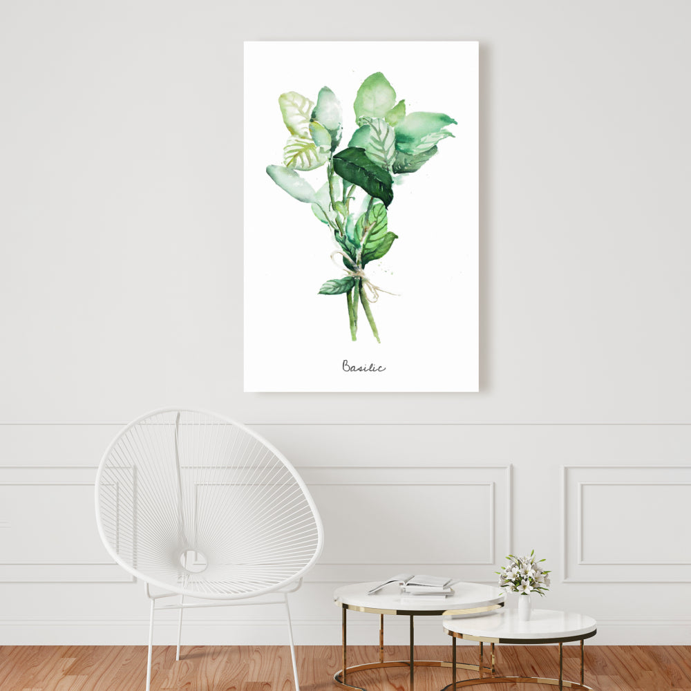 Tied Up Basil Leaves Bundle - Fr | Home Decor Canvas Art