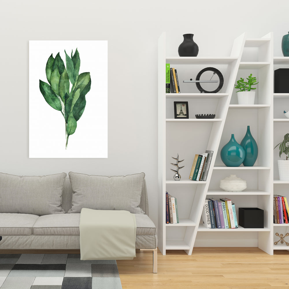 Toile minimaliste à motifs de feuilles de laurier | Décoration d'intérieur élégante
