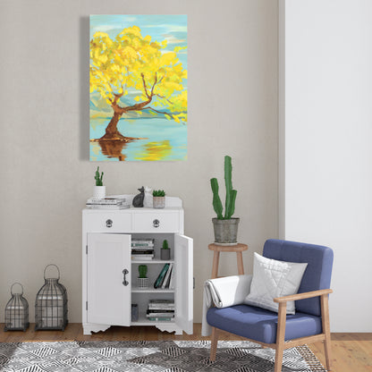 Toile Paysage printanier Arbres bleus | Décoration de chambre