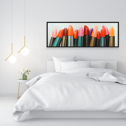 Lipstick Collection Pink Framed Canvas - Contemporary Bedroom Decor