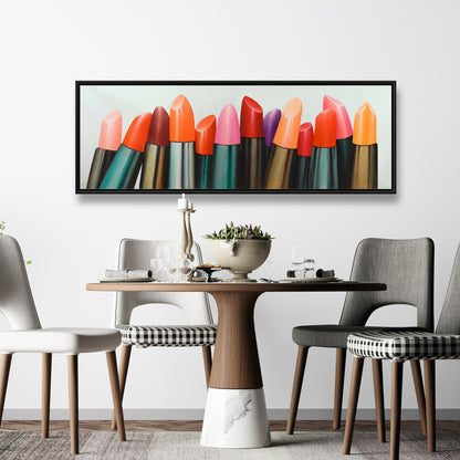 Lipstick Collection Pink Framed Canvas - Contemporary Bedroom Decor