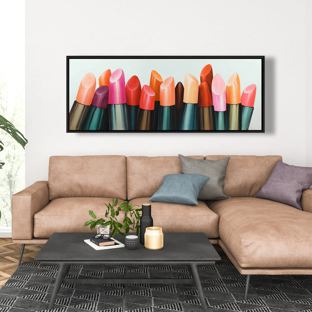 Lipstick Addict Framed Canvas - Bedroom Decor | Beauty Art