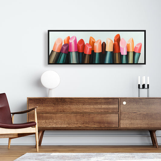 Lipstick Addict Framed Canvas - Bedroom Decor | Beauty Art