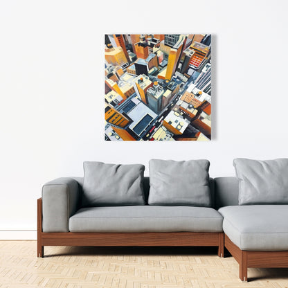 High Top View of NYC Buildings Canvas - Industrial Home Decor