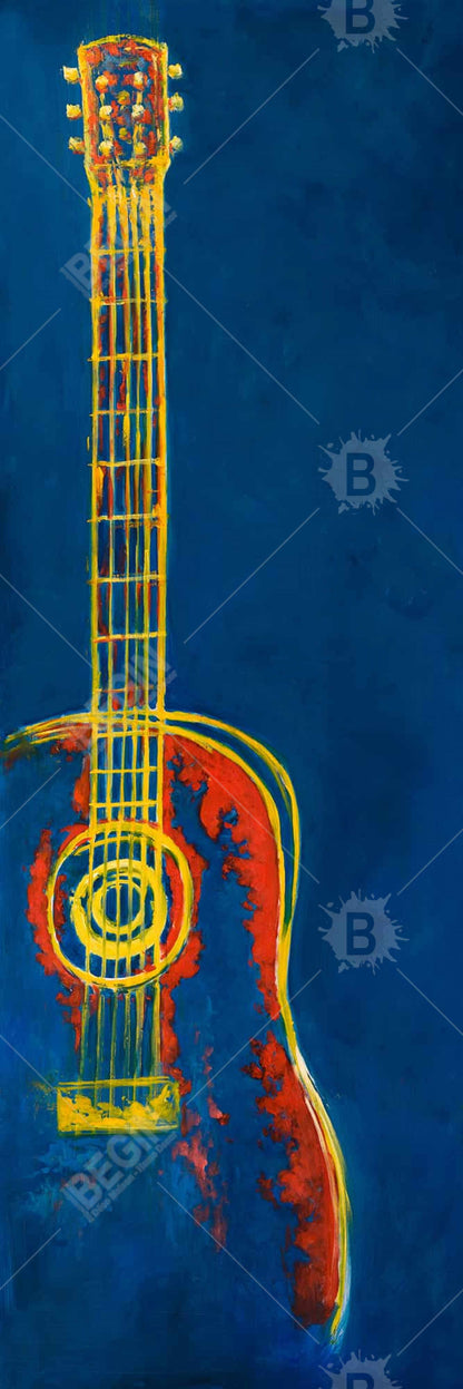 Modern Blue Abstract Guitar Canvas | Living Room Decor