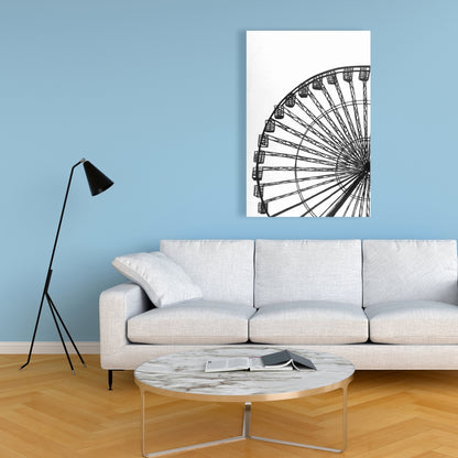 Monochrome Ferris Wheel Canvas | Architecture Home Decor