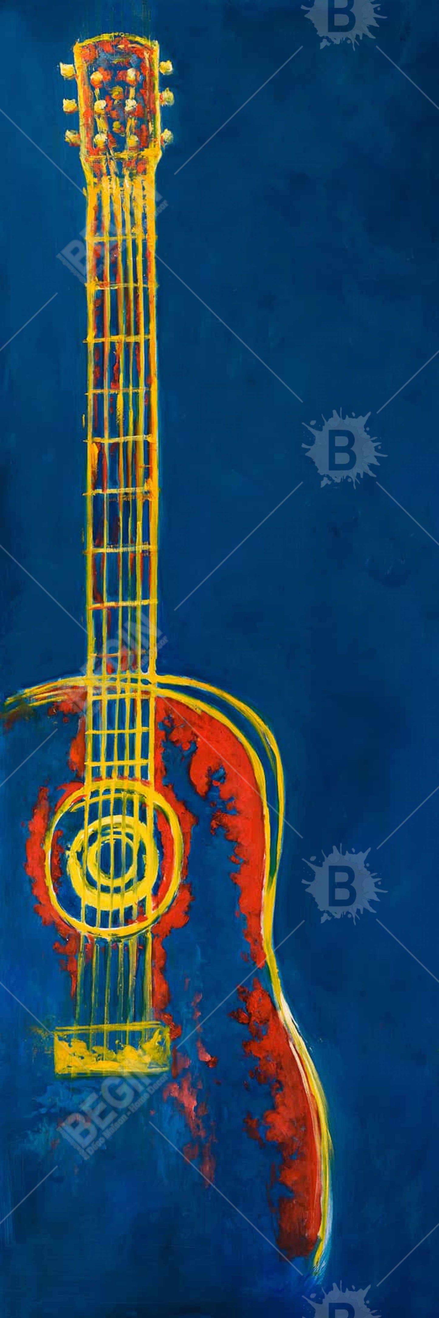 Modern Blue Abstract Guitar Canvas | Musical Home Decor