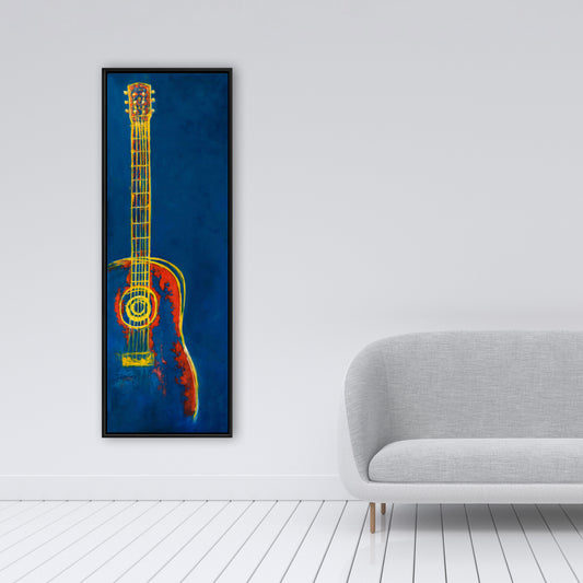 Modern Blue Abstract Guitar Canvas | Living Room Decor