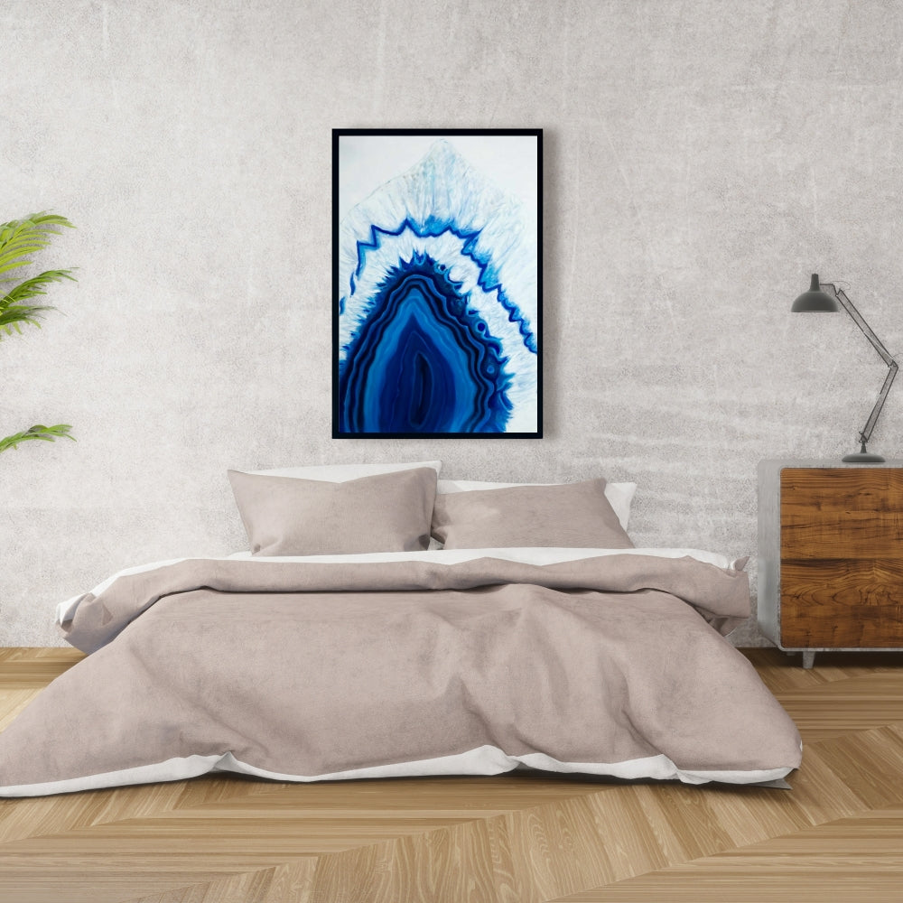 Agate Geode Slice Framed Canvas - Blue Object Bedroom Decor