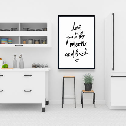 Je t'aime jusqu'à la lune et retour | Décoration romantique sur toile encadrée