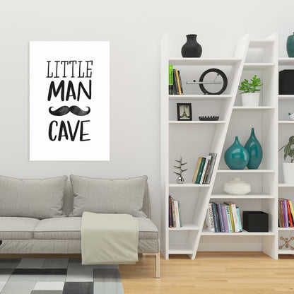 Little Man Cave Canvas | White Monochrome Home Decor Art