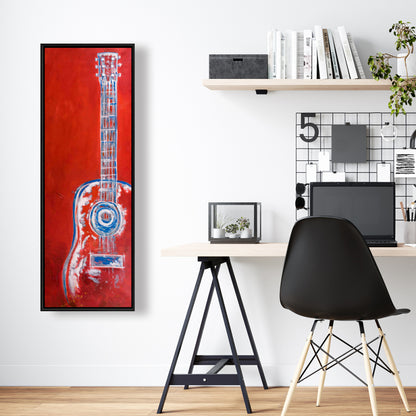 Modern Red Abstract Guitar Canvas - Musical Living Room Decor