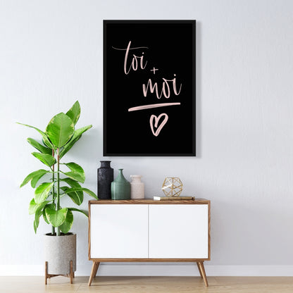 Toile de motivation « Toi et moi » pour chambre à coucher | Décoration avec citations noires