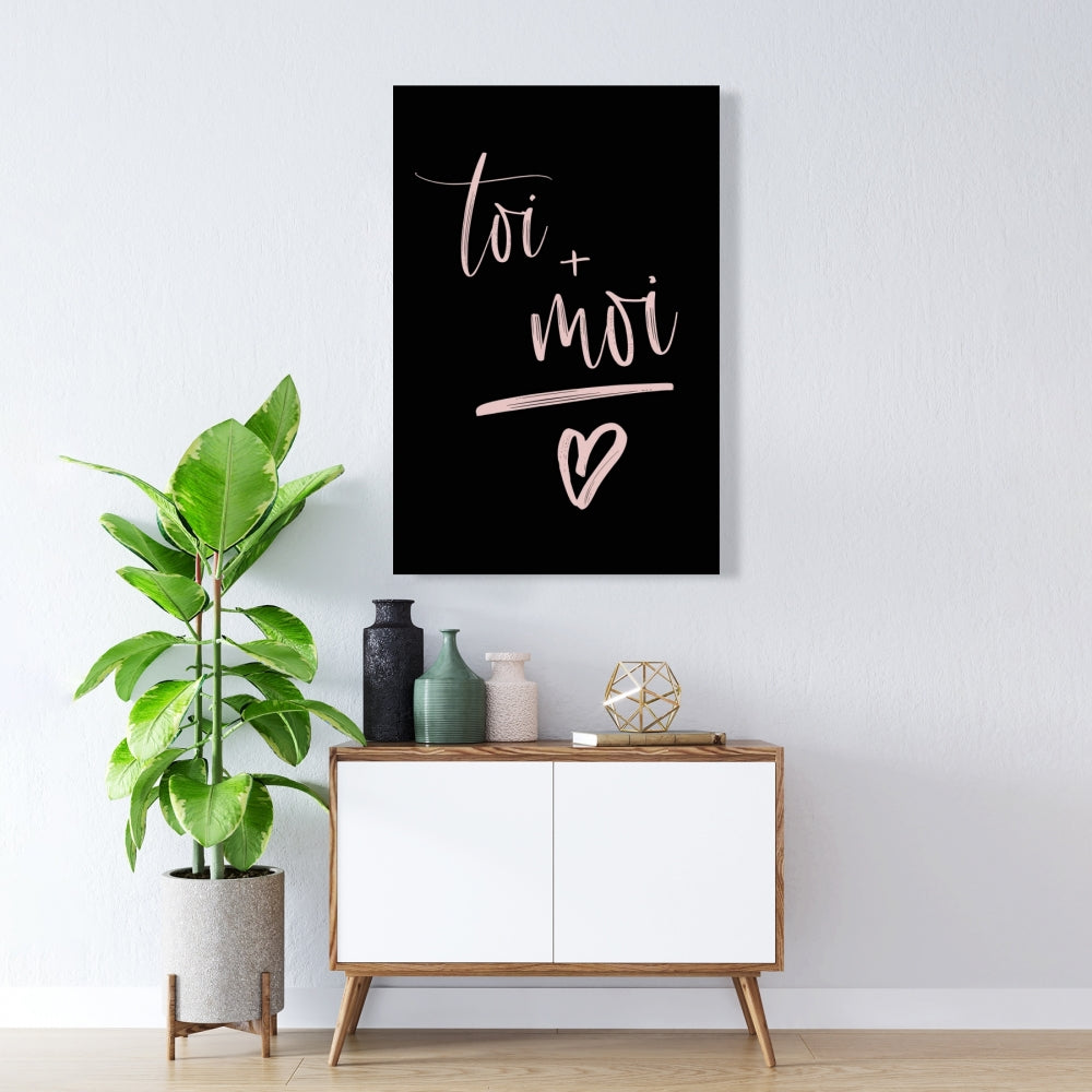 Toile « Toi + Moi » – Décoration de chambre motivante | Art mural noir