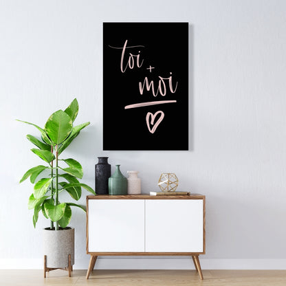 Toile « Toi + Moi » – Décoration de chambre motivante | Art mural noir