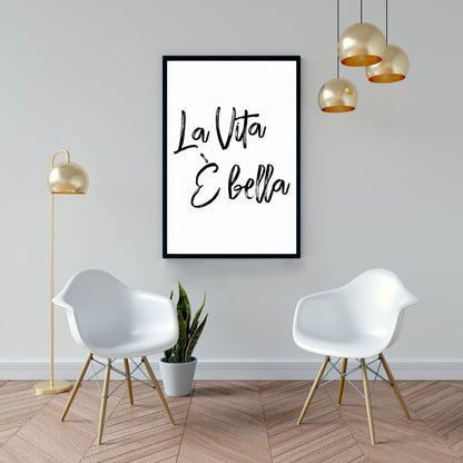La vita è bella Toile encadrée noire | Décoration de chambre à coucher