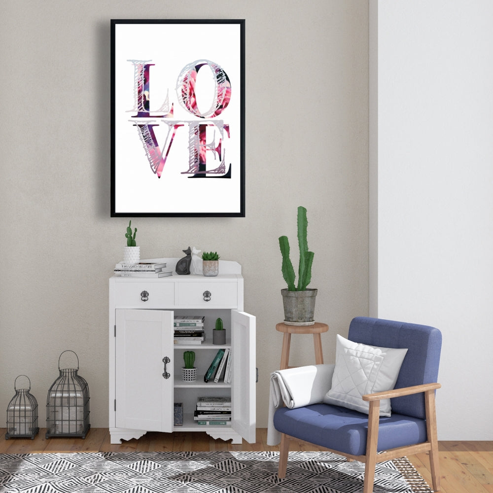 Toile encadrée « Love Bloom » Fleurs violettes | Décoration de chambre