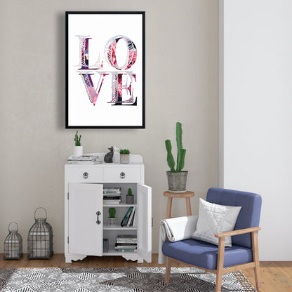 Toile encadrée « Love Bloom » Fleurs violettes | Décoration de chambre