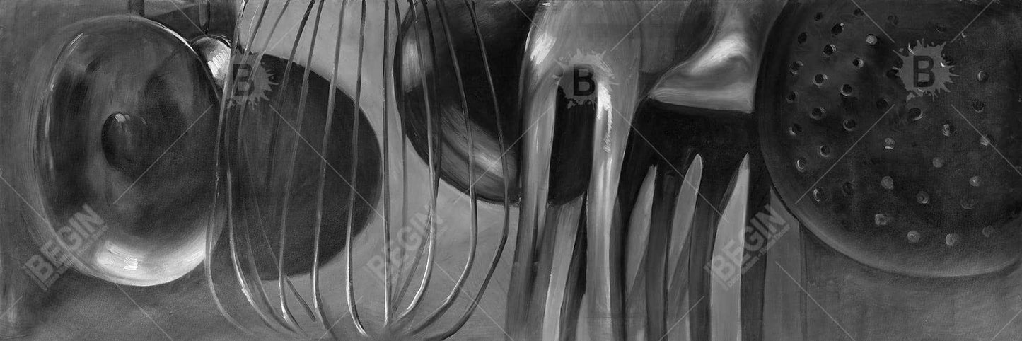 Kitchen Tools Gray Framed Canvas - Monochrome Home Decor