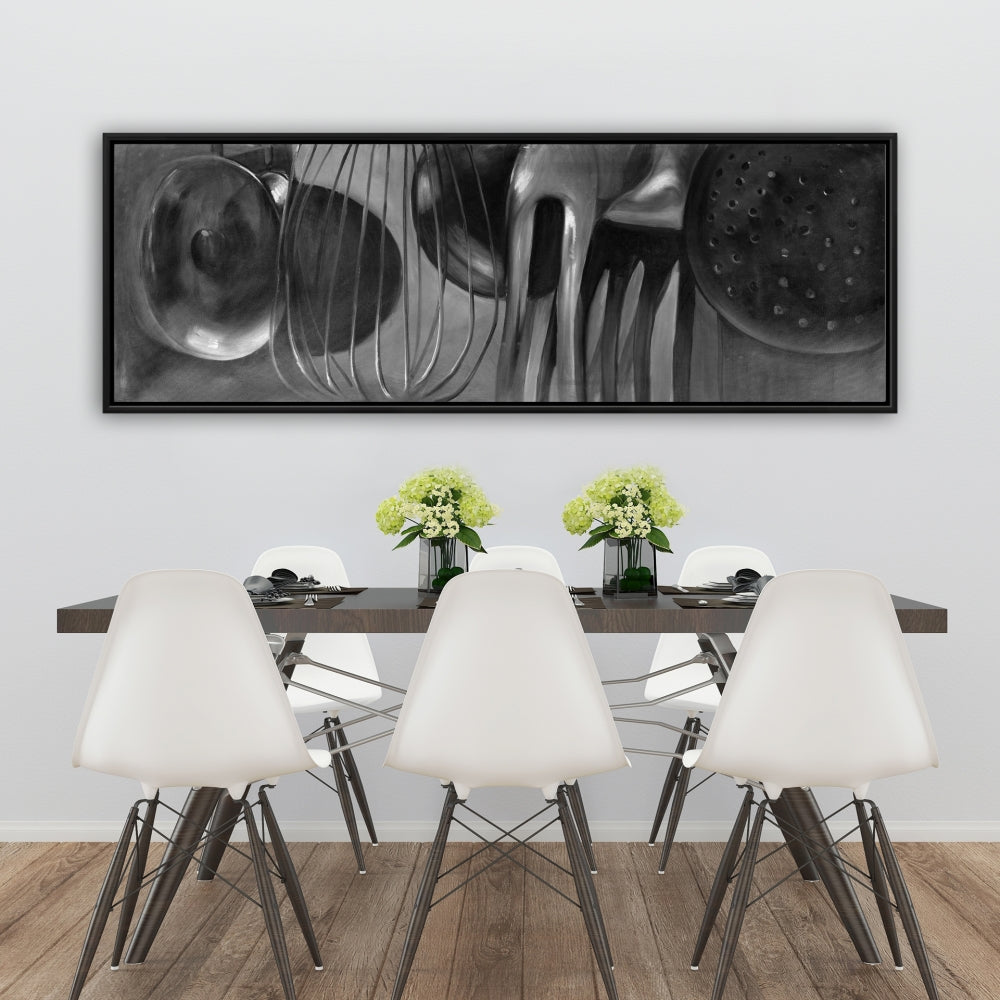 Kitchen Tools Gray Framed Canvas - Monochrome Home Decor