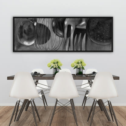 Kitchen Tools Gray Framed Canvas - Monochrome Home Decor