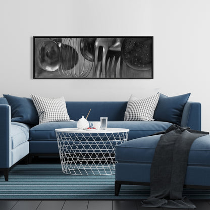 Kitchen Tools Gray Framed Canvas - Monochrome Home Decor